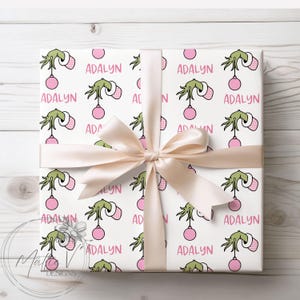 Personalized Wrapping Paper | Christmas Gift Wrap | Name Gift Wrap | Custom Gift Wrap Pink
