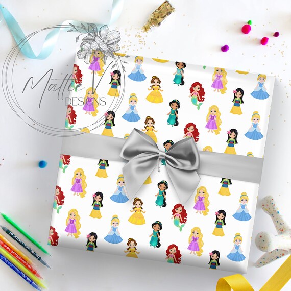 Princess Wrapping Paper | Birthday Gift Wrap | Princess Theme Gift Wrap | Custom Gift Wrap