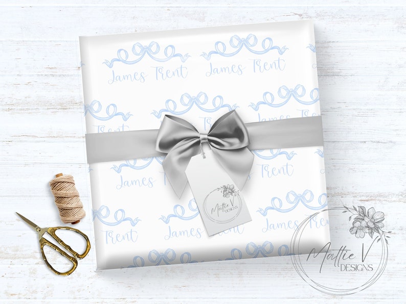 Personalized Wrapping Paper First Birthday Gift Wrap First Christmas Gift Wrap Baby Shower Gift Wrap Name Wrapping Paper image 2