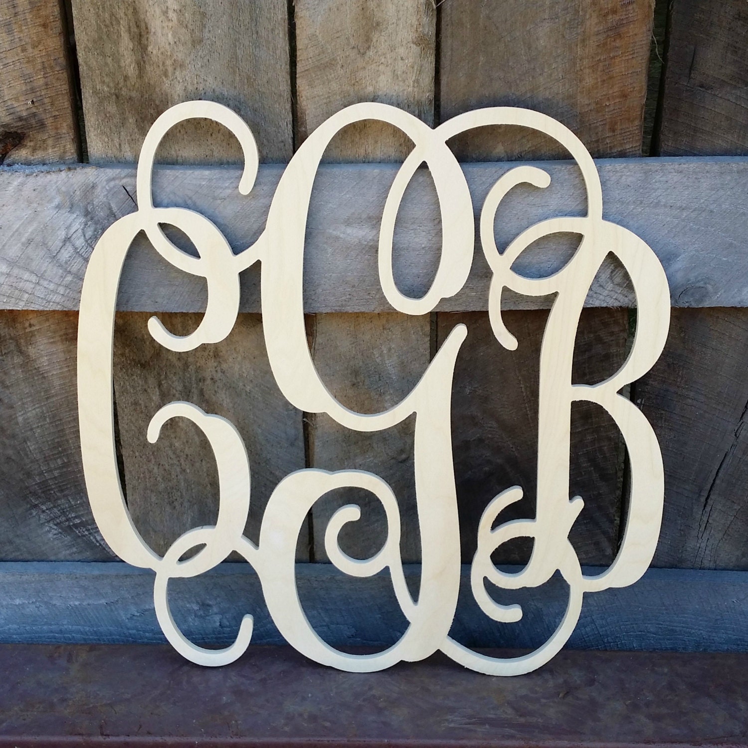 FREE SHIPPING!! 24 Wooden Monogram - Unfinished Wood Monogram - Wood