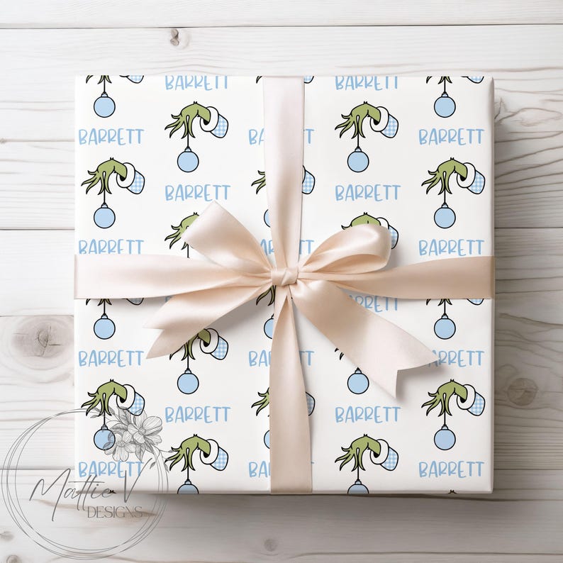 Personalized Wrapping Paper | Christmas Gift Wrap | Name Gift Wrap | Custom Gift Wrap Blue