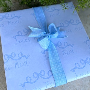 Personalized Wrapping Paper First Birthday Gift Wrap First Christmas Gift Wrap Baby Shower Gift Wrap Name Wrapping Paper Blue
