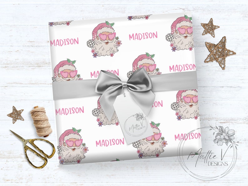 Personalized Wrapping Paper Christmas Gift Wrap Name Gift Wrap Custom Gift Wrap image 1