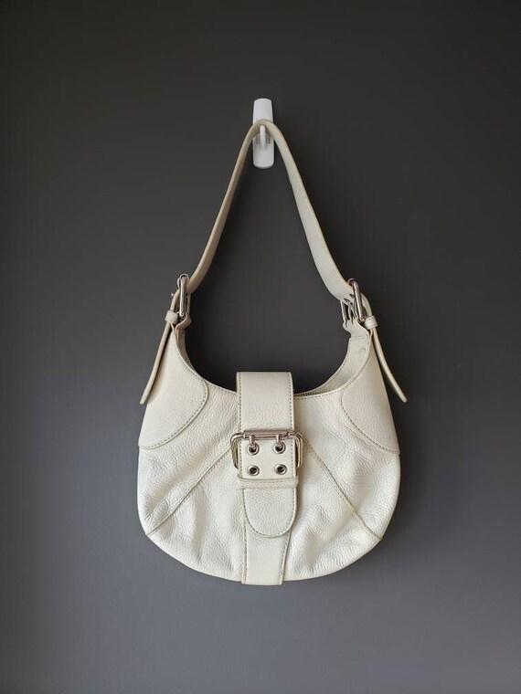 cream leather FURLA mini handbag purse hobo y2k sh