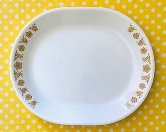 Corelle butterfly gold serving platter, large platter, oval platter,  corelle serving plate, flower power, corelle tray