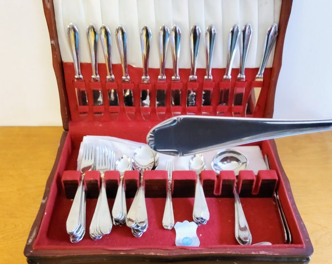 86 Piece Stainless Steel Flatware, 18/10 Flatware, Retro Flatware