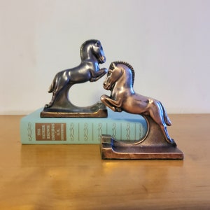 Art Deco trojan horse bookends, cast metal, cast bronze, copper bookends, art nouveau bookends, antique bookends,