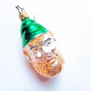 Inge-glas ornament, elf ornament, west germany, hand painted, mercury glass, elf headornament,  star topper, glitter, 1970s,