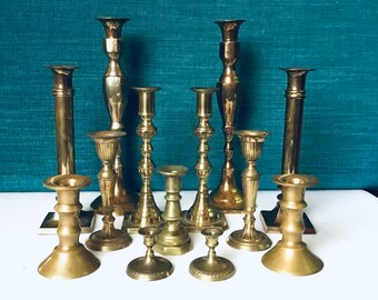 brass flor Candle Holder Mid Century brass Turned Candle Holders Vintage brass Candle Holders