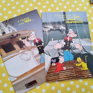 10 cartes Popeye vintage, 1980, cartes gibson, popeye et huile d'olive, cartes de voeux, carte d'ami, carte d'anniversaire, drôle, humoristique