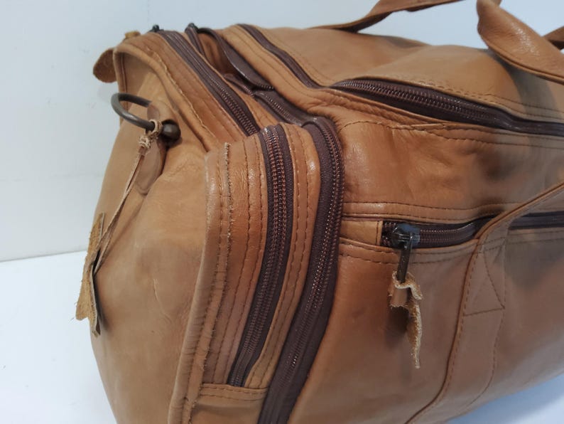 Vintage Colombian Leather Duffel Bag, 24 Inch Weekend Travel Bag image 11