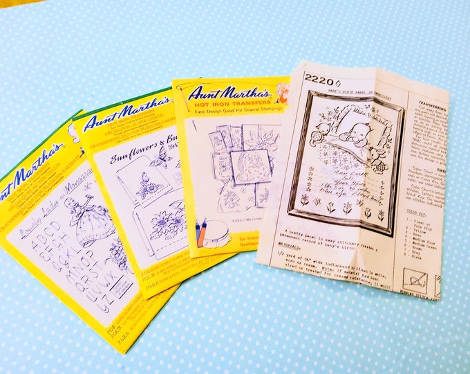Lot of Aunt Martha's Hot Iron Transfers, Embroidery Patterns ...