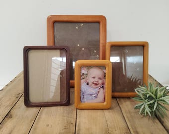 Solid Oak Post Modern Photo Frame, Vintage Wood Picture Frame (5x7, 8x10)