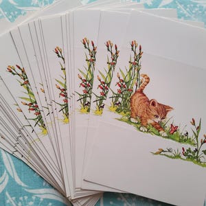 27 Just A Notes vintage, pliez les cartes de correspondance, les cartes de correspondance rétro, la papeterie Flower Power, les cartes postales, la papeterie pour les chats, les cartes pour les chats