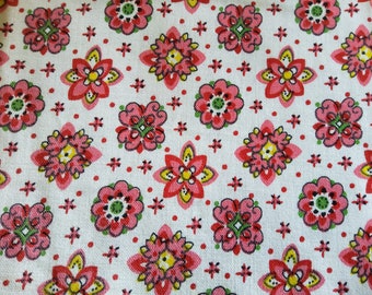 1 yard retro fabric, vintage fabric, feedsack, quilting fabric, cotton fabric, pennsylvania dutch,, kitsch fabric, hex