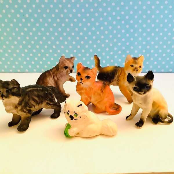 Plastic Cats Figurine Etsy