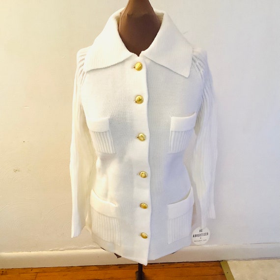 1980's Button Down Sweater White Cardigan White Sweater - Etsy