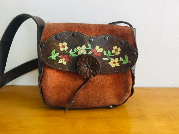 Vintage Tooled Leather Bag Small Leather Bag Small Leather Purse