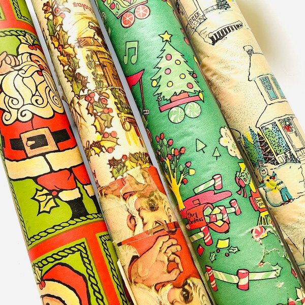 Wrapping Paper Vintage Christmas Etsy