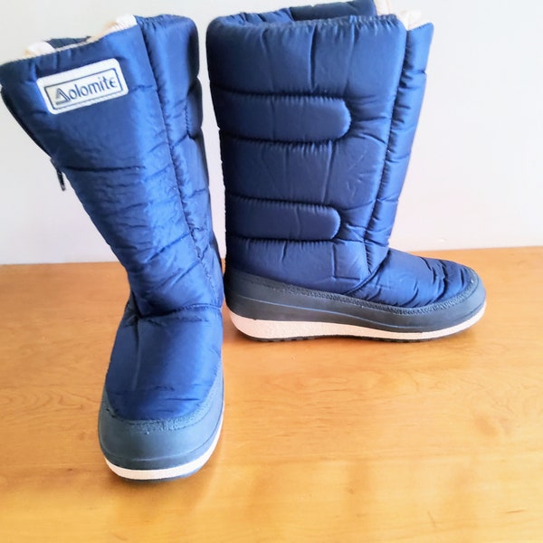 Vintage Moon Boots style boots, Dolomite boots, unisex, women's size 9, men's size 7, size 39 size 40, blue boots, retro boots, italy