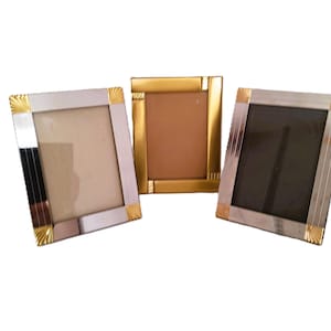 Lot of 3 brass frames, silver frames, 5 x 7, shiny brass, photo frames, post modern, solid brass, picture frame, gallery, 1990s