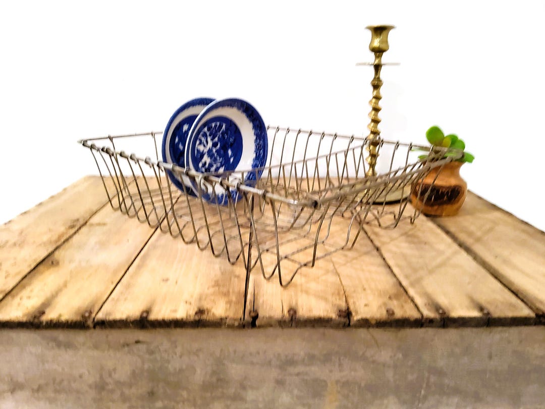 Antique Wire Dish Rack, Vintage, Primitive Kitchen Decor, Rustic, 1930 ...