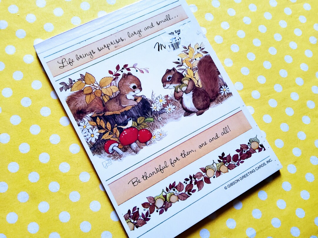 Vintage Woodland Notepad, Gibson Greeting Cards, Squirrels, Kitsch ...
