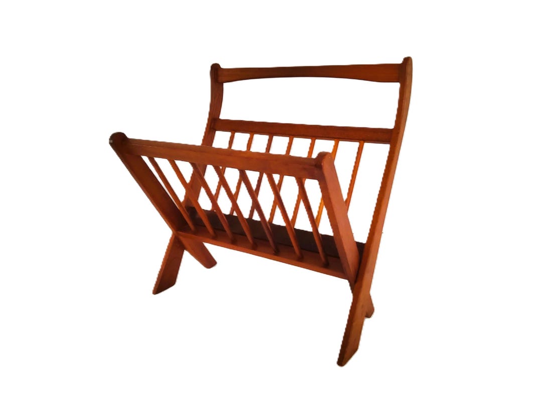 Vintage ETCO Magazine Rack, Mid Century Modern, Danish Modern, Teak ...