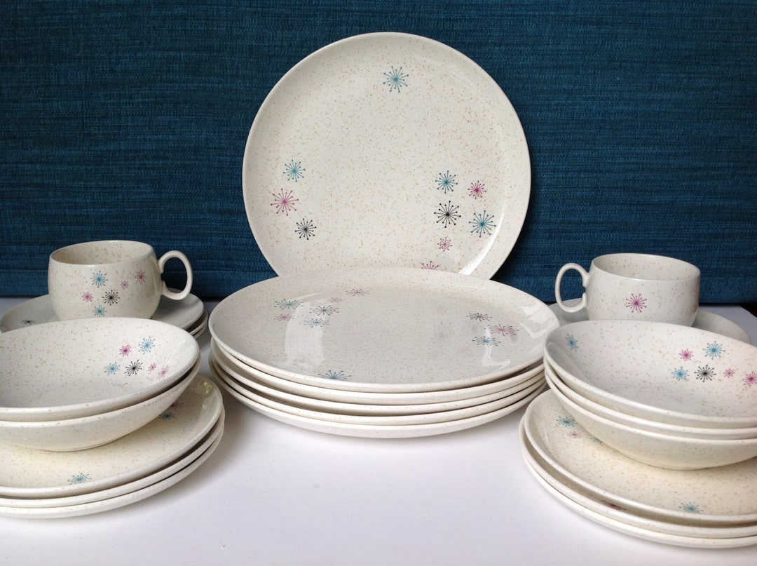 2 W. S. Dinner Plates, Celeste Dinnerware, Starburst Plates
