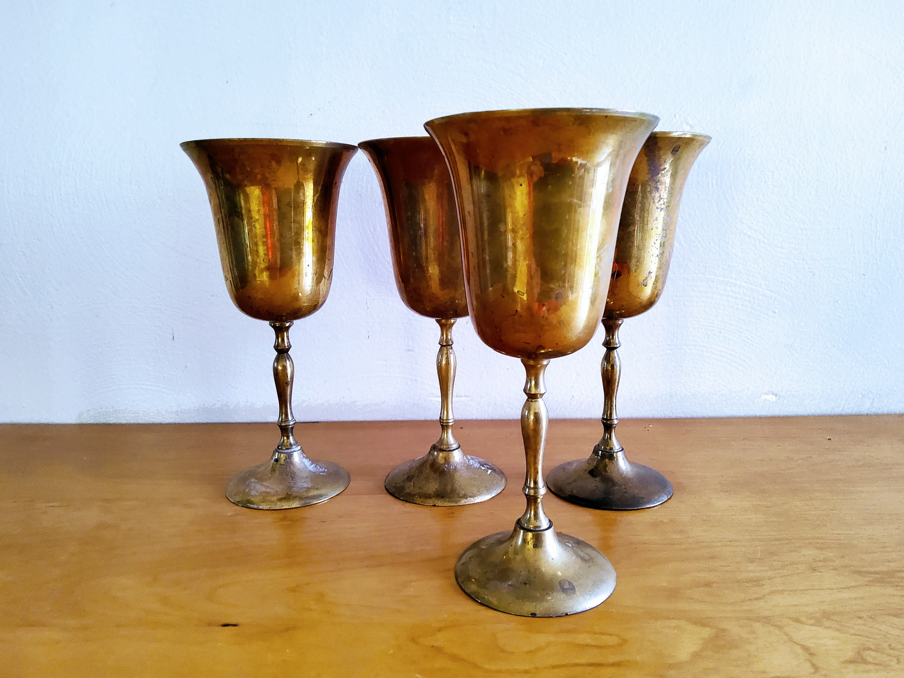 4 Brass Goblets, Brass Wine Glasses, Brass Stemware, Brass Decor, Gold  Goblets, Metal, Mid Century, Boho Goblets, Made in India -  Canada