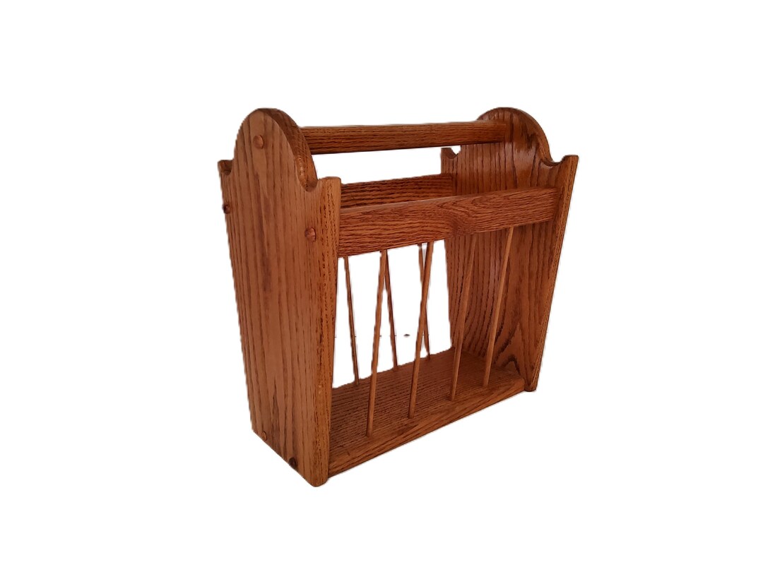 Oak Magazine Rack, 1980's, Solid Wood, Turned Wood, Heart, Light Stain ...