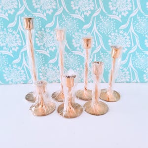 7 NEW brass candlesticks, graduated brass candlesticks, brass candle holders, large lot brass candle holders, vintage wedding