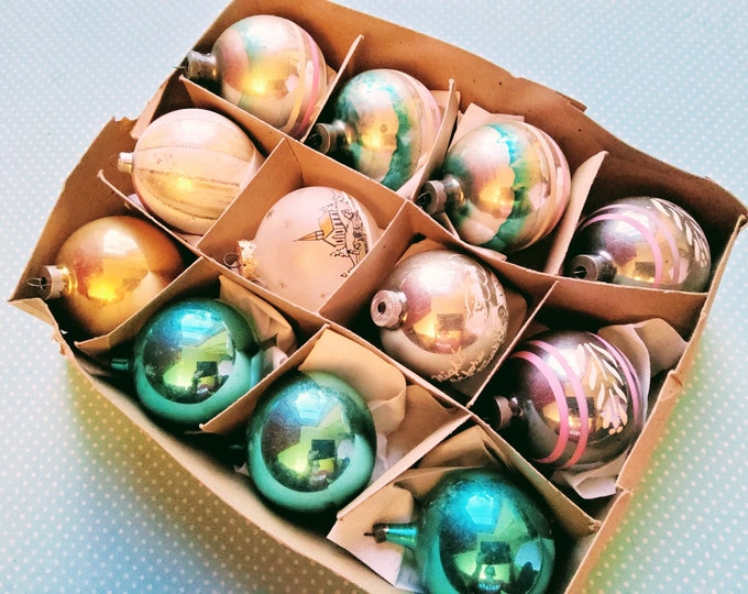 Large Shiny Brite Ornaments, 109A Mercury Ornament, Hand Painted, Glass