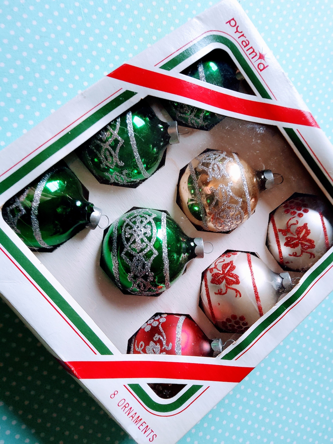 Vintage Glass Ornaments,67a, Red Glass Ornaments, Glass Balls, Mercury ...