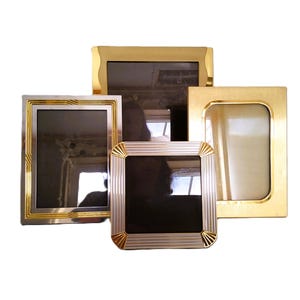 Lot of 4 brass frames, silver frames, 5 x 7, 8 x 10 shiny brass, photo frames, post modern, solid brass, picture frame, gallery, 1990s