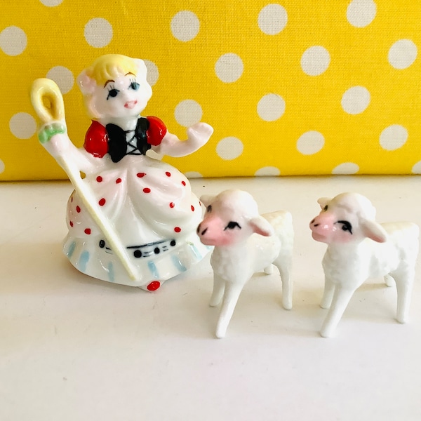 Tiny little bo peep and sheep figurines, miniature, sheep figurine, made in japan, fine bone china, porcelain figurine, tiny sheep, lot