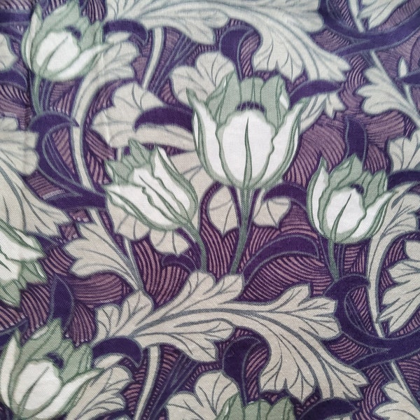 1 yard Tulips by J. Gutcheon fabric, all cotton, quilting weight, purple fabric, art deco revival, dark purple, batik style