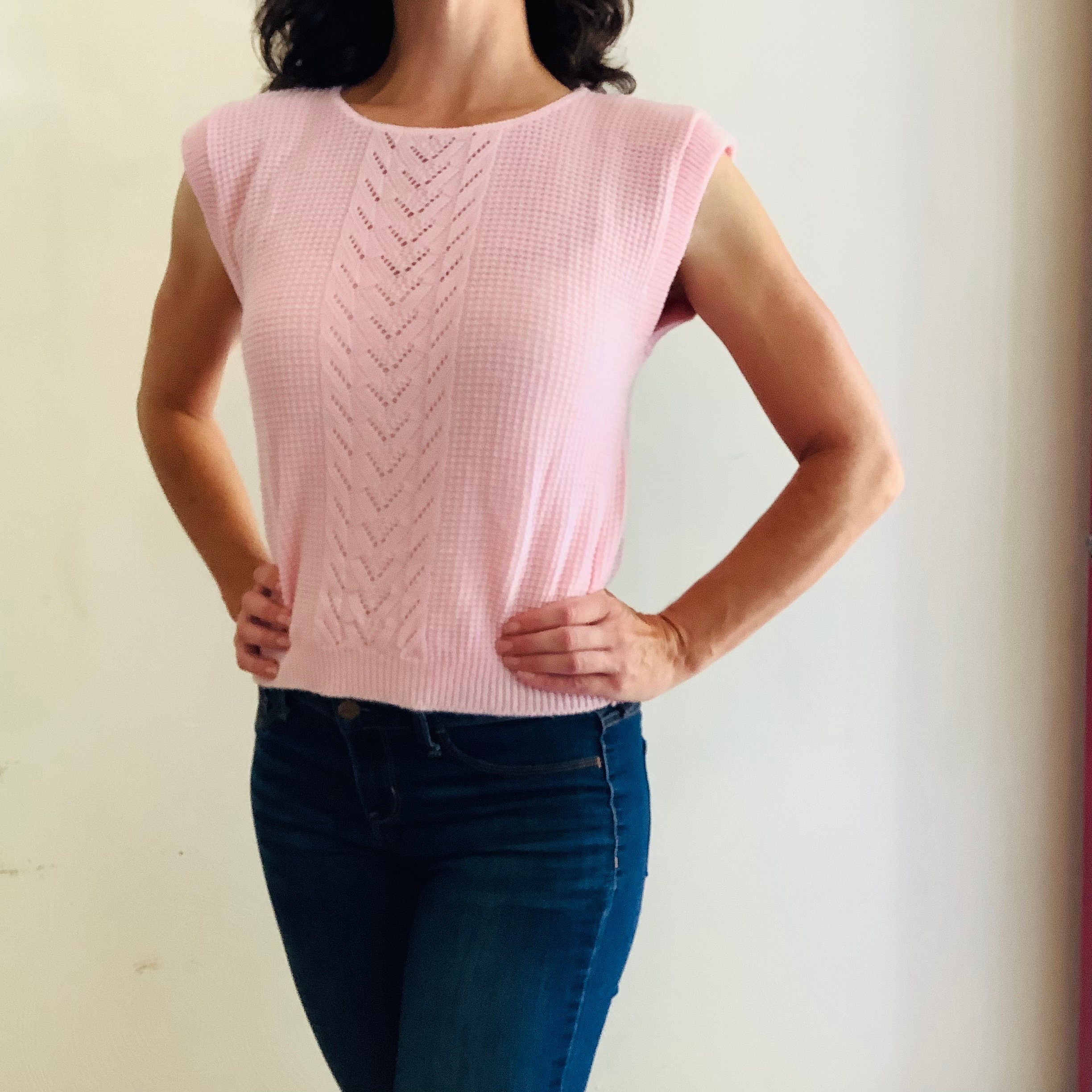 NEW Vintage Sweater Vest 70 s Sweater Vest Pink Sweater