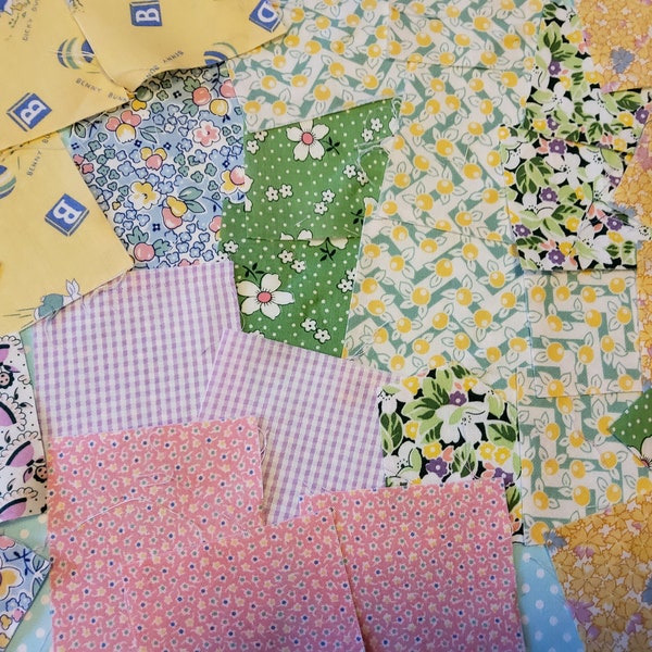 2 plus yards Retro fabric lot, lot of pastel fabric, vintage fabric, pink fabric, floral fabric, quilting fabric, aqua fabric, pink and blue