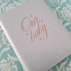 NEW unused baby book, 1959, satin covered baby book, baby boy, baby girl, new old stock, deadstock, NOS baby book