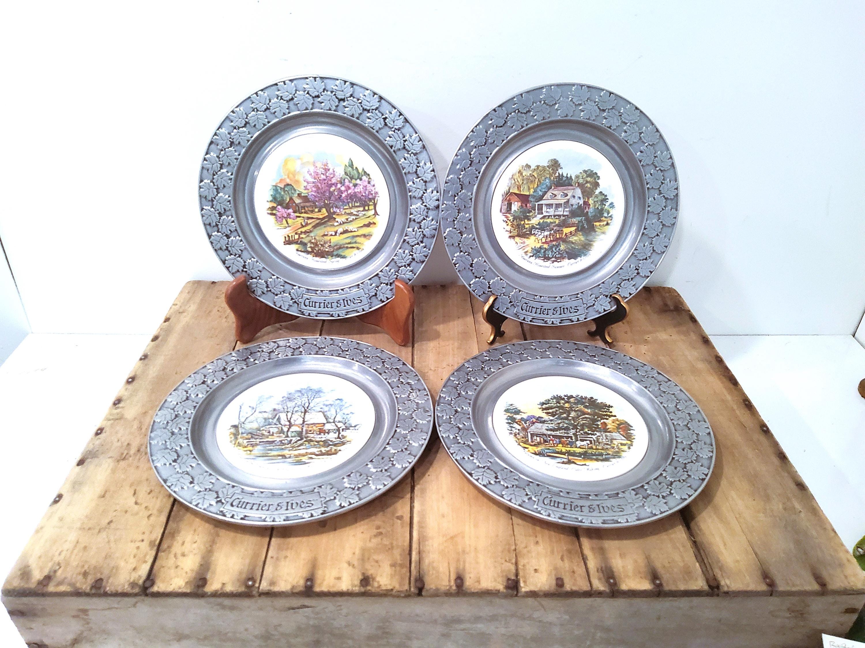 Vintage Pewter Plate - Etsy
