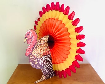 25&quot; Honeycomb Turkey, Beistle Turkey, tissue centerpieces, Thanksgiving centerpiece, retro, large turkey, denmark