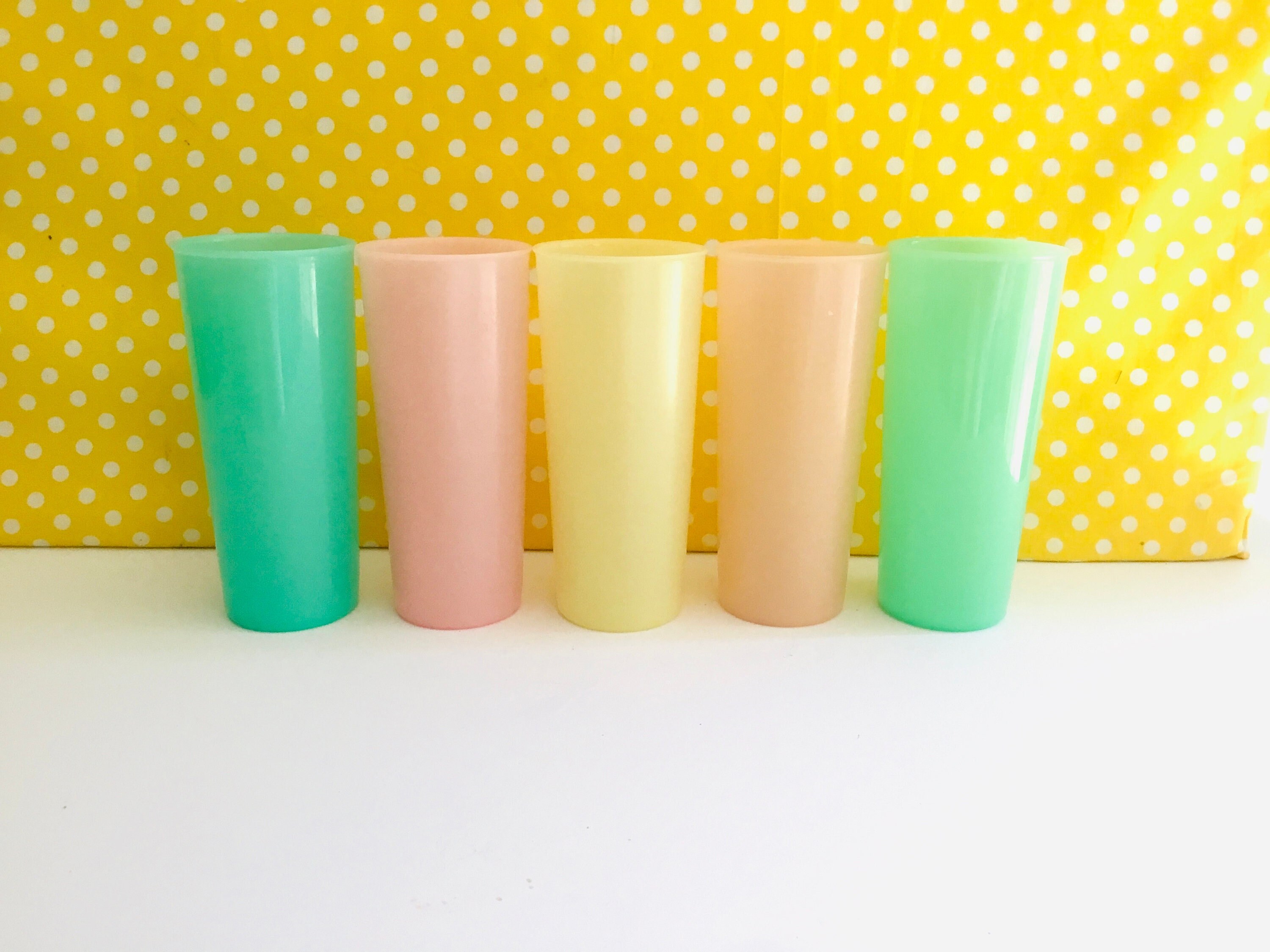 Vintage Tupperware Pastel Tumblers 16 Ounce Large Plastic Cups - 4