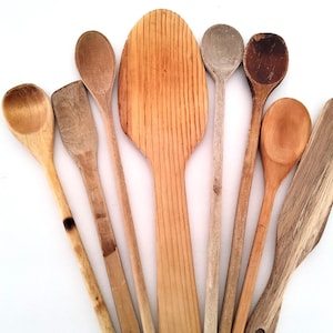 Lot of 8 vintage wooden spoons, set 2, antique wooden spoon, instant collection wooden spoons, wood spoon, cook spoon, large lot wood spoons