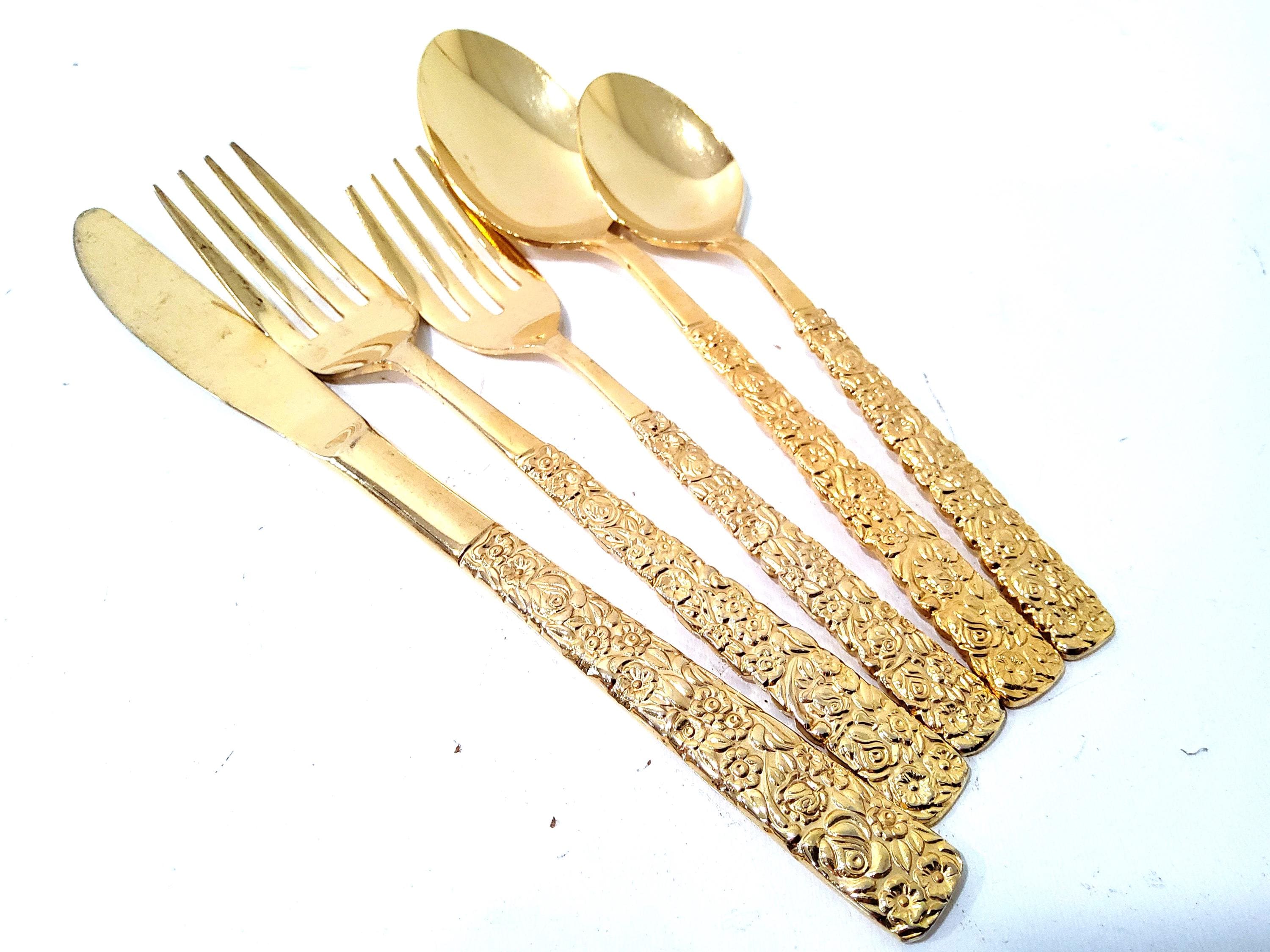 Japan National Stainless Gold Flatware - Etsy