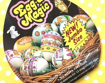 Vintage Easter Egg wraps, Egg a Magic, retro easter egg, 1970's easter, flower power easter, retro easter crafts, easter egg decoration, NOS