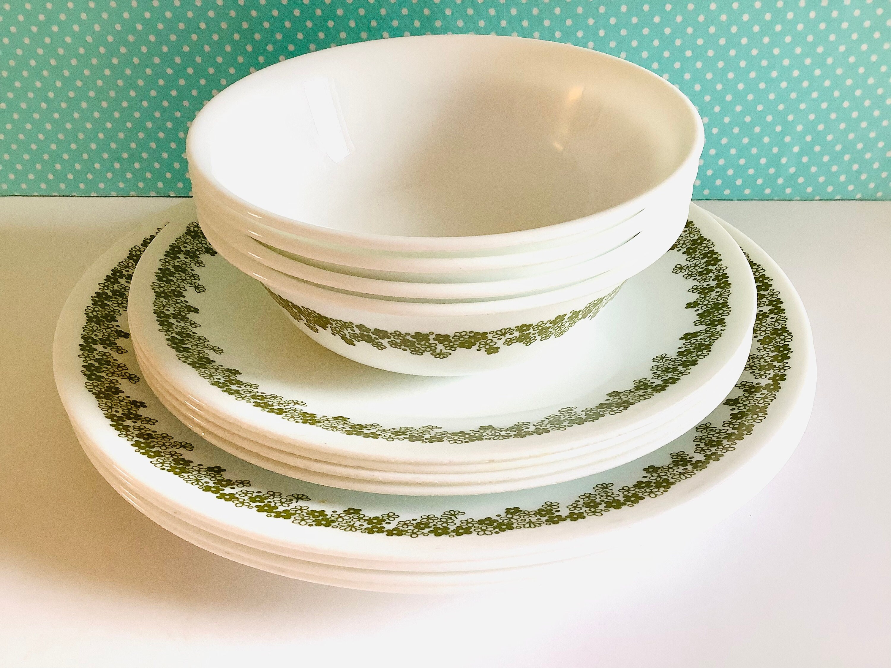 Blossom Green Corelle Dinnerware Bowls Corelle Crazy Daisy Service