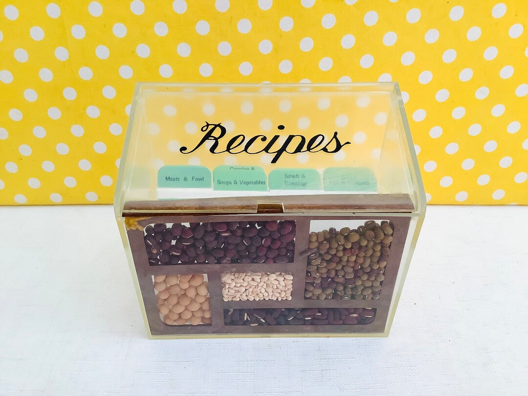 Vintage Lucite Recipe Box, 1970's Recipe Box, Retro Kitchen, Plastic