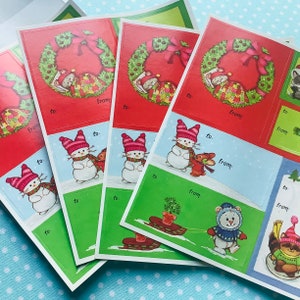 24 adesivos de Natal vintage, selos eureka, adesivos eureka da década de 1980, adesivos de Papai Noel, novo estoque antigo, natal retrô, mouse de natal