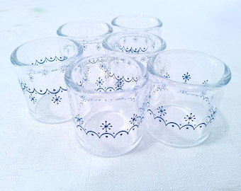 8 anillos para servilletas de cristal Corelle vintage, guirnalda de copos de nieve azules, servilletero